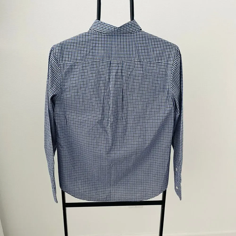 Polo Ralph Lauren Big Boys L 14/16 Gingham Check Oxford Cotton Shirt Blue White